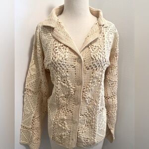 ZARA Cream Crochet Women's Cardigan Sweater - Size XS-S - NEW